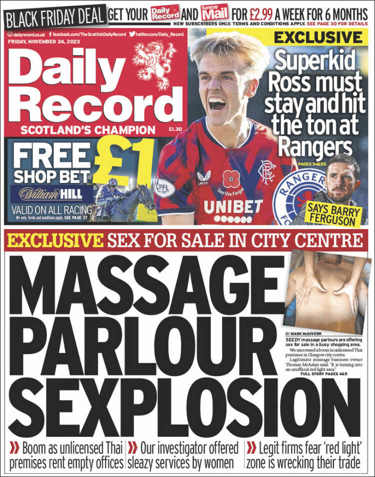 Portada de Daily Record (Reino Unido)