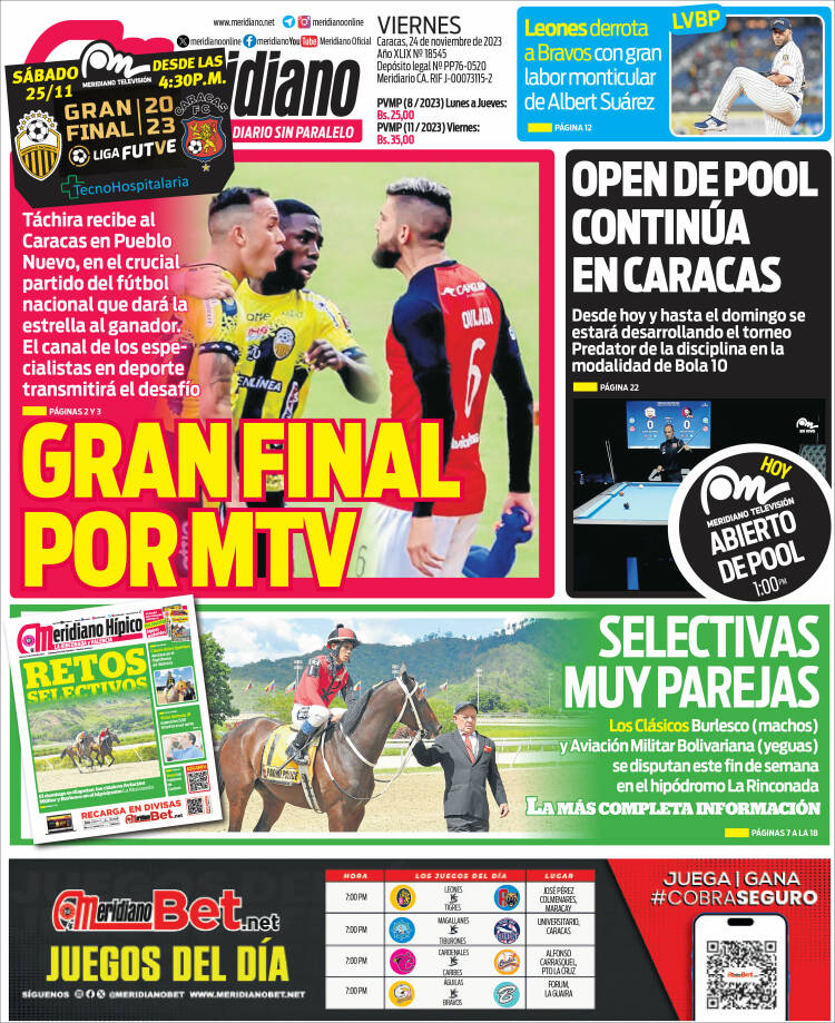 Portada de Meridiano (Venezuela)