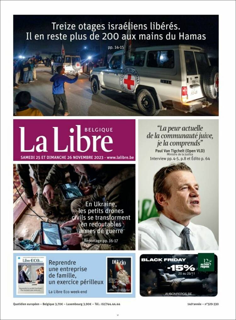 Portada de La Libre.be (Bélgica)