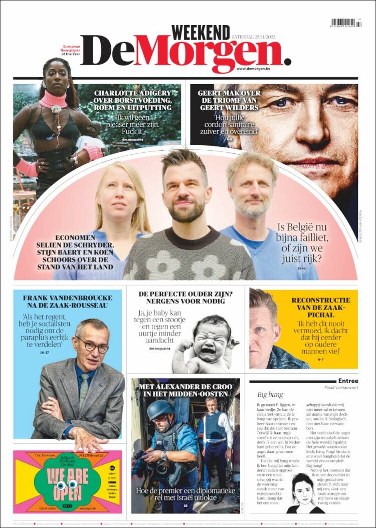 Portada de De Morgen (Bélgica)