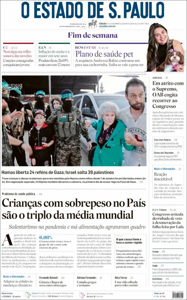 Portada de O Estado de São Paulo (Brasil)