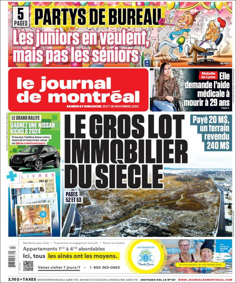 Portada de Le Journal de Montréal (Canadá)