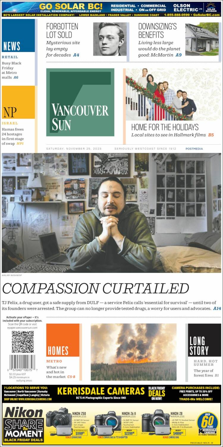 Portada de The Vancouver Sun (Canadá)