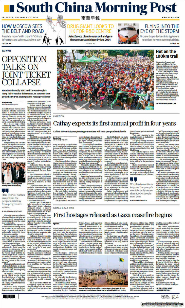 Portada de South China Morning Post (China)