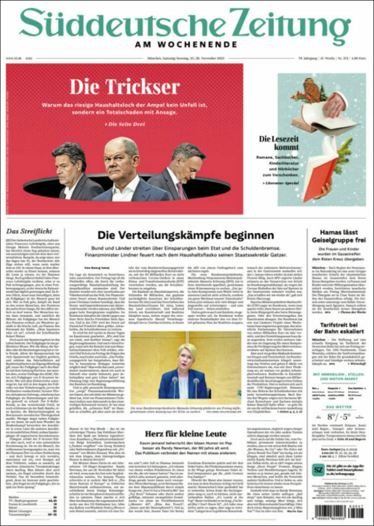 Portada de Sueddeutsche (Alemania)