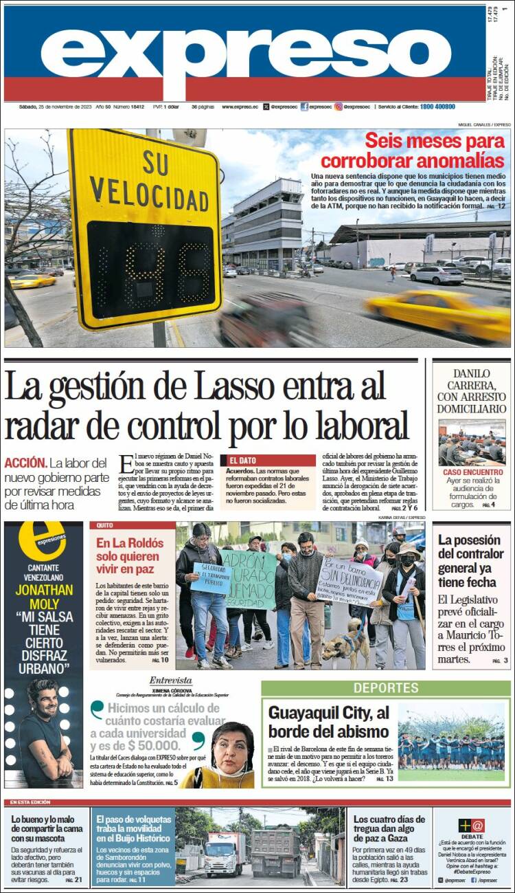 Portada de Expreso (Ecuador)