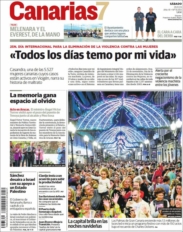 Portada de Canarias 7 (España)