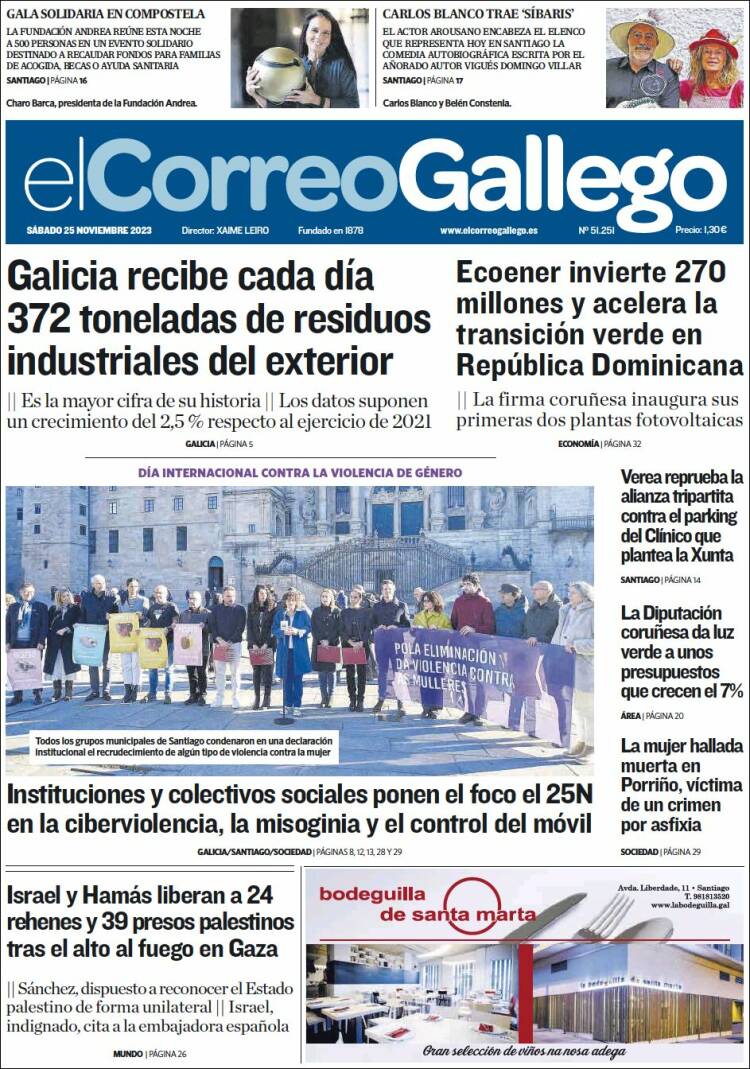 Portada de El Correo Gallego (España)