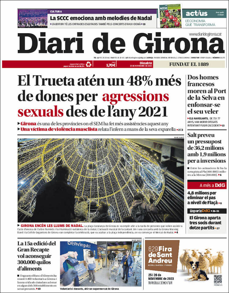 Portada de Diari de Girona (España)