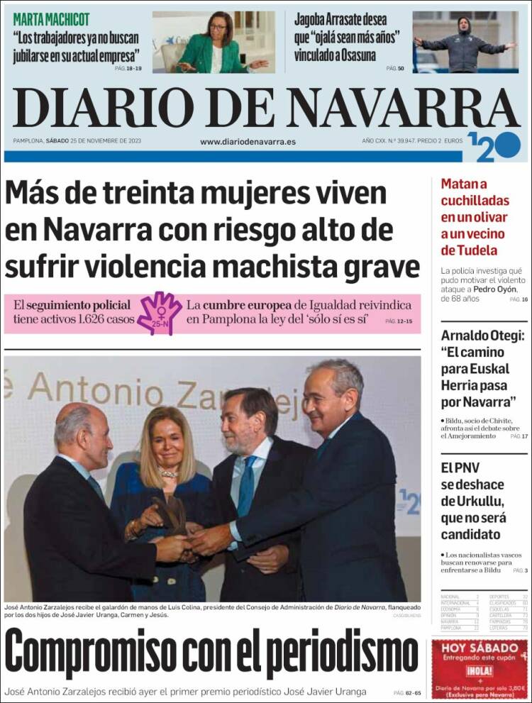 Portada de Diario de Navarra (España)