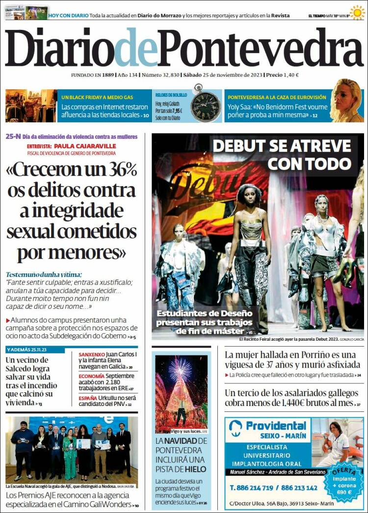 Portada de Diario de Pontevedra (España)