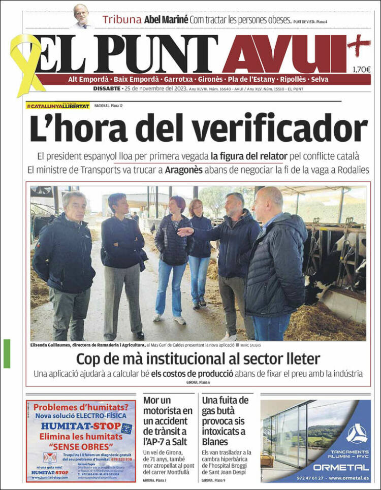 Portada de El Punt Avui - Girona (España)