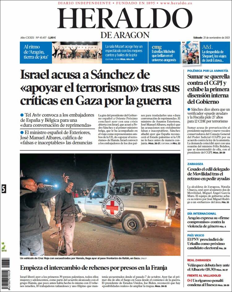 Portada de Heraldo de Aragón (España)