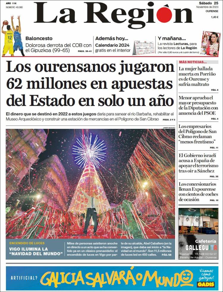 Portada de La Región de Ourense (España)