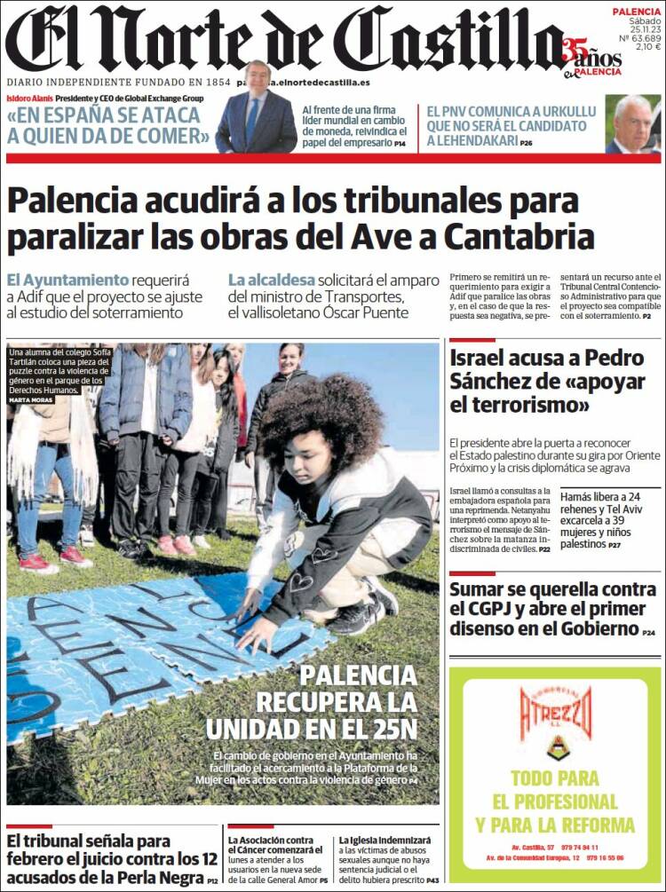 Portada de Norte de Castilla - Palencia (España)