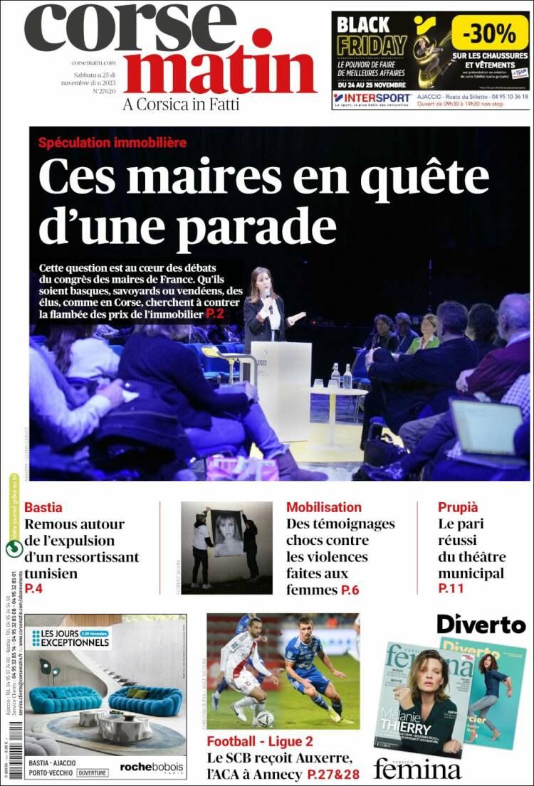 Portada de Corse-Matin (Francia)