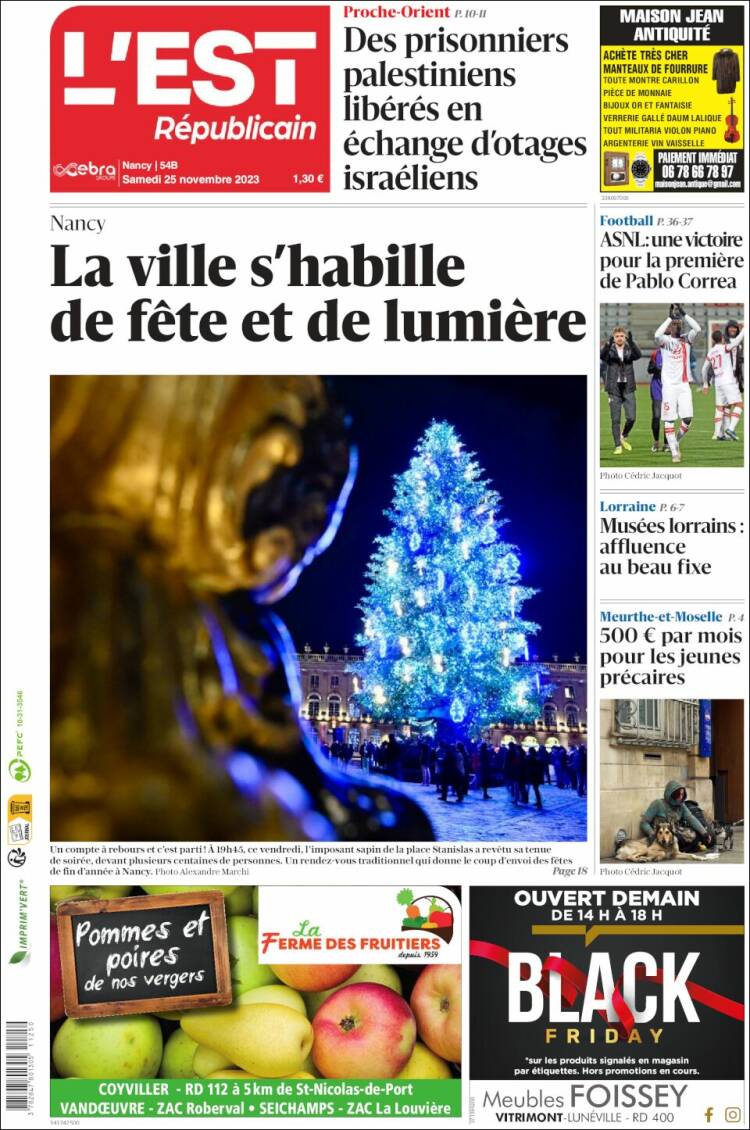 Portada de L'Est Republicain (Francia)
