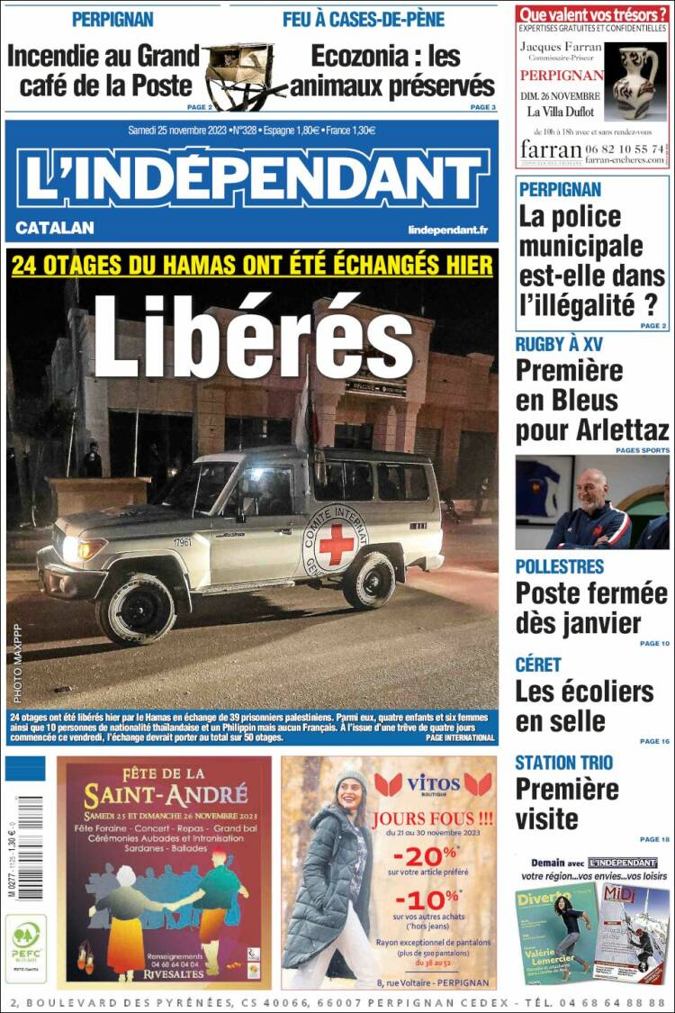 Portada de Le Indépendant (Francia)
