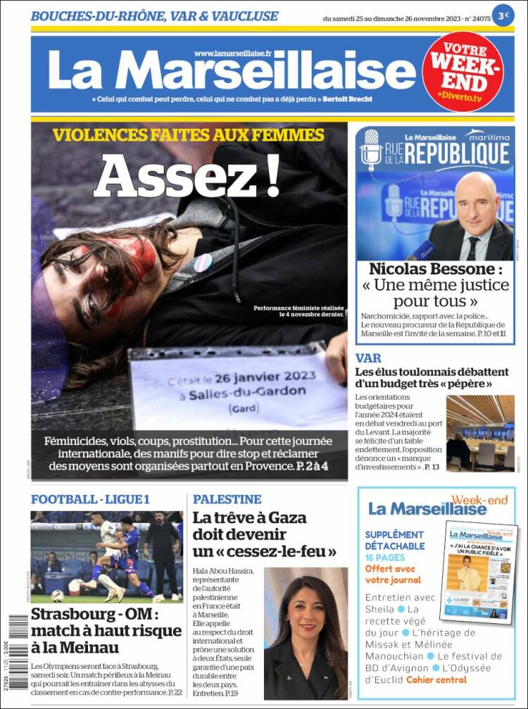 Portada de La Marseillaise (Francia)