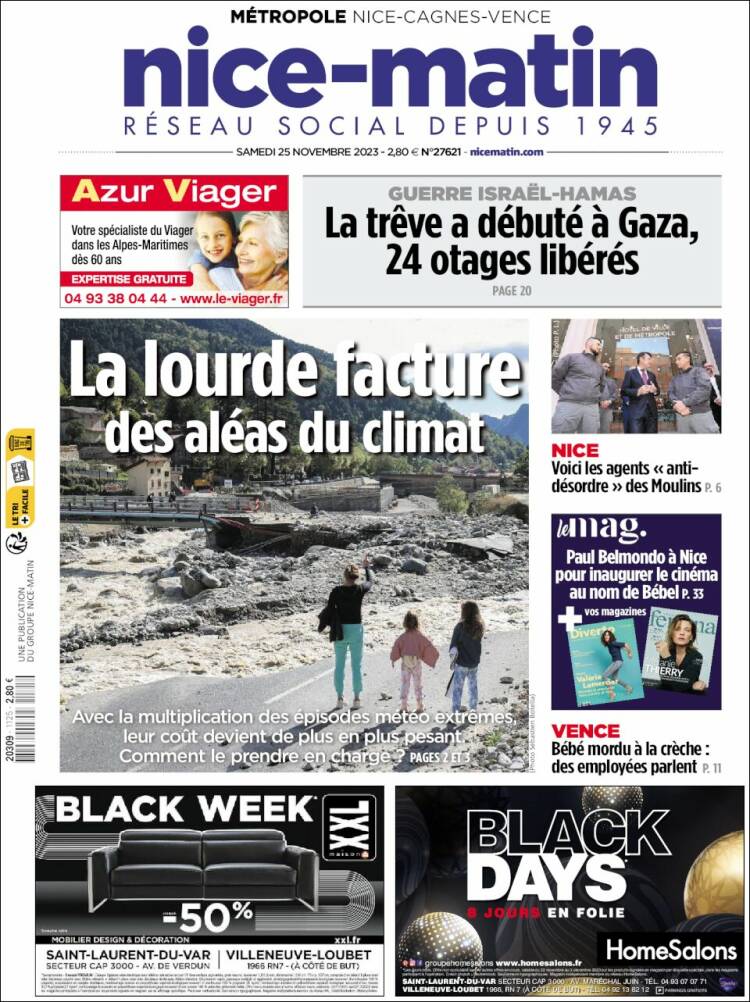 Portada de Nice-Matin (Francia)