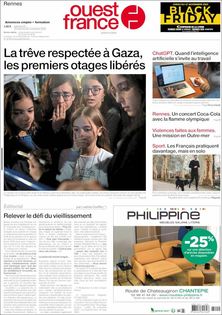 Portada de Ouest France (Francia)
