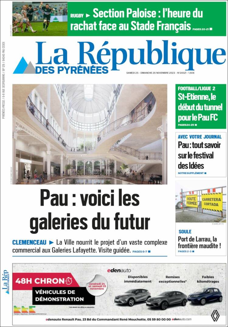 Portada de La République des Pyrénées (Francia)