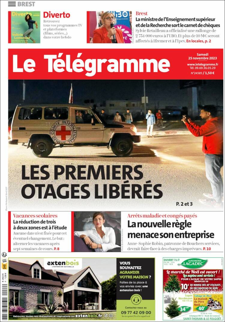Portada de Télégramme (Francia)