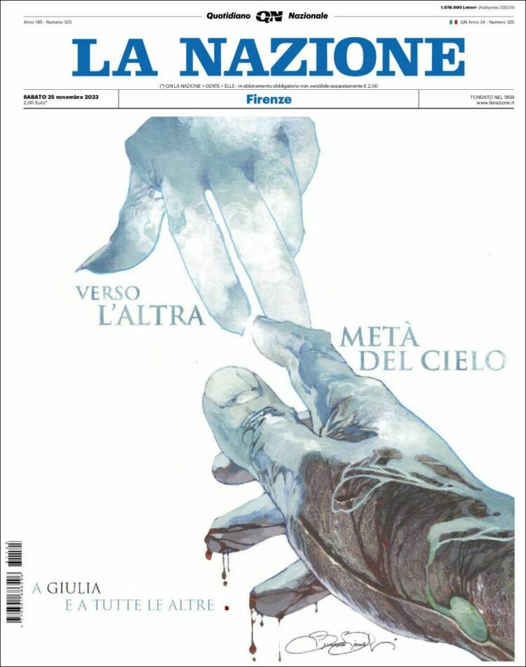 Portada de La Nazione (Italia)
