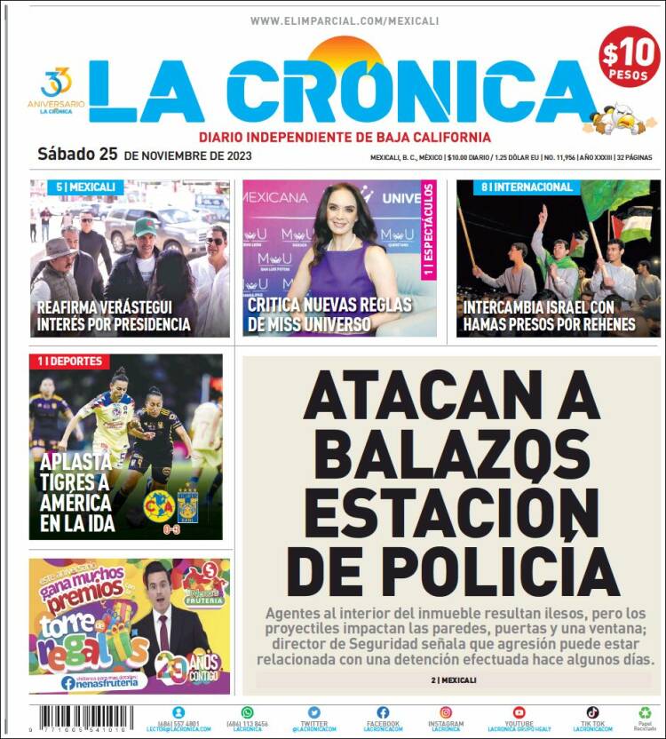 Portada de La Crónica de Baja California (México)