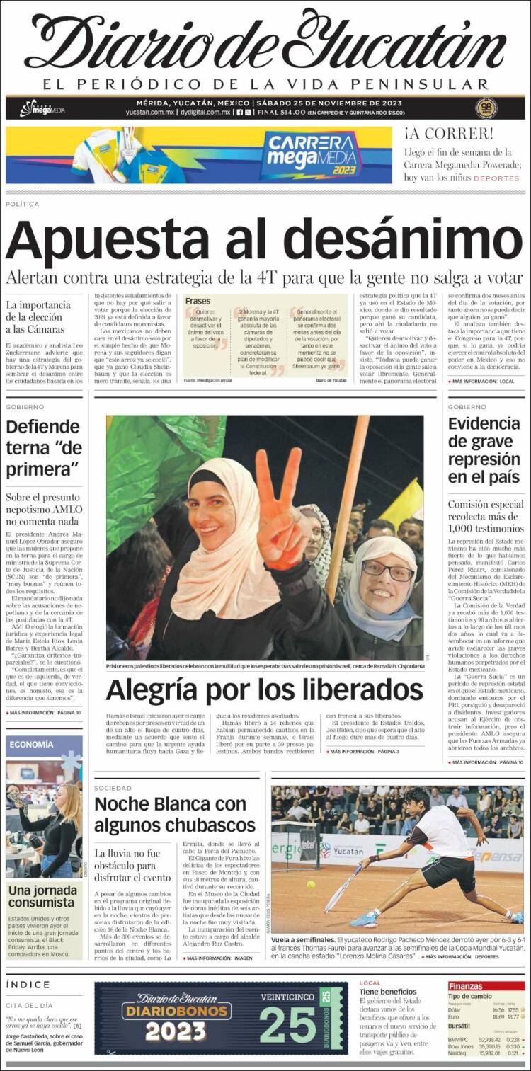 Portada de Diario de Yucatán (México)