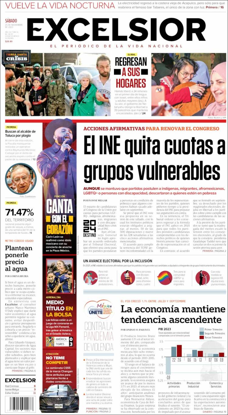 Portada de Excelsior (México)