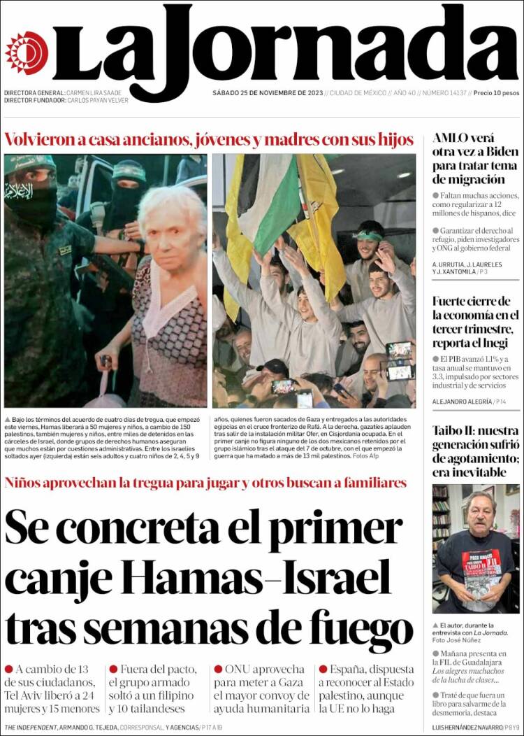Portada de La Jornada (México)