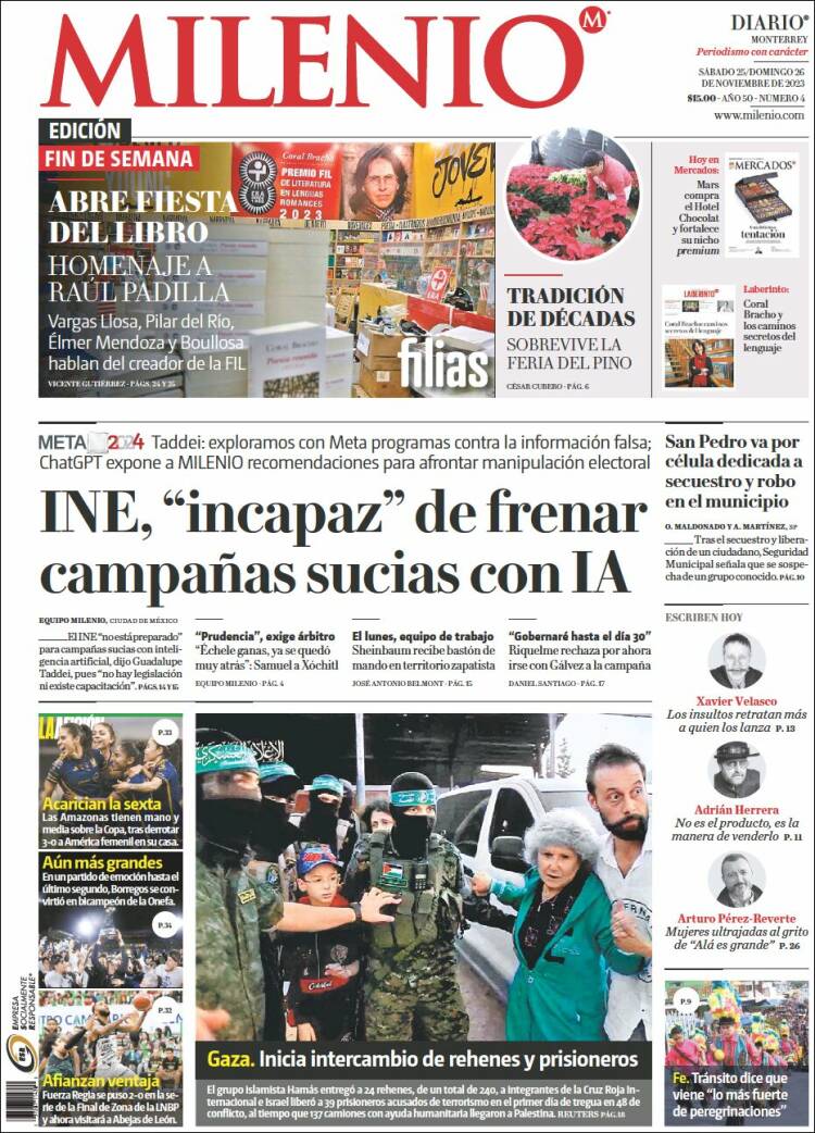 Portada de Milenio de Monterrey (México)