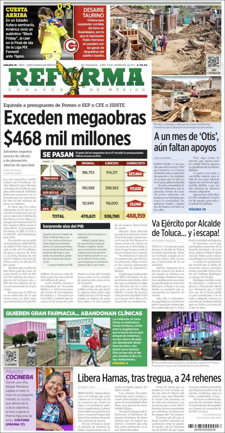 Portada de Reforma (México)
