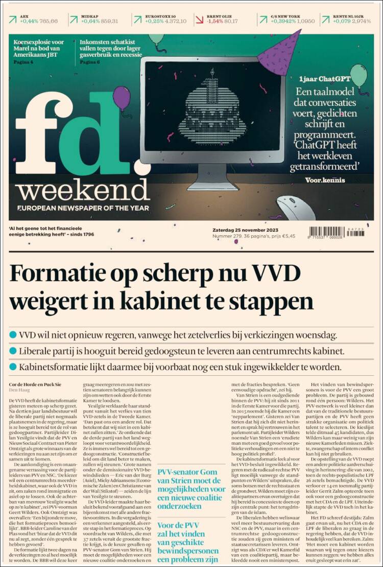 Portada de Het Financieele Dagblad (Pa&iacute;ses Bajos)