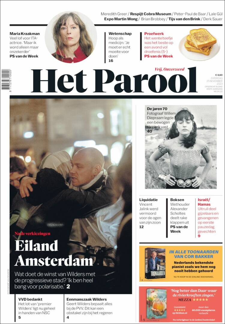 Portada de Het Parool (Pa&iacute;ses Bajos)