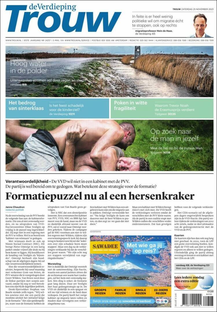 Portada de Trouw (Pa&iacute;ses Bajos)