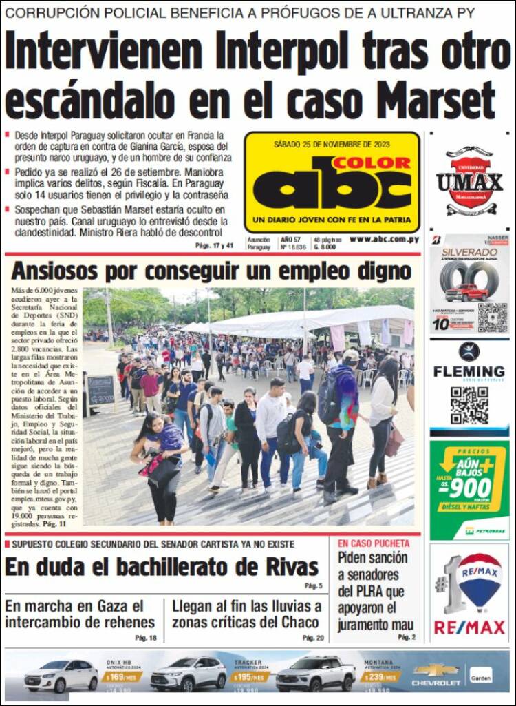 Portada de ABC Color (Paraguay)