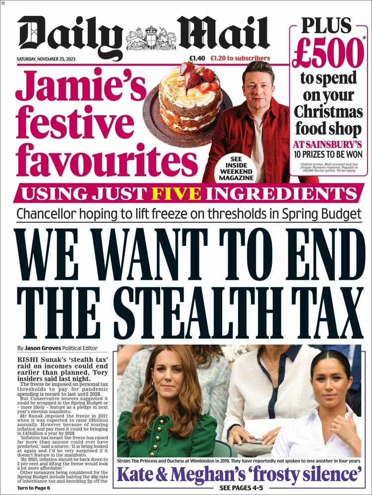 Portada de Daily Mail (Reino Unido)