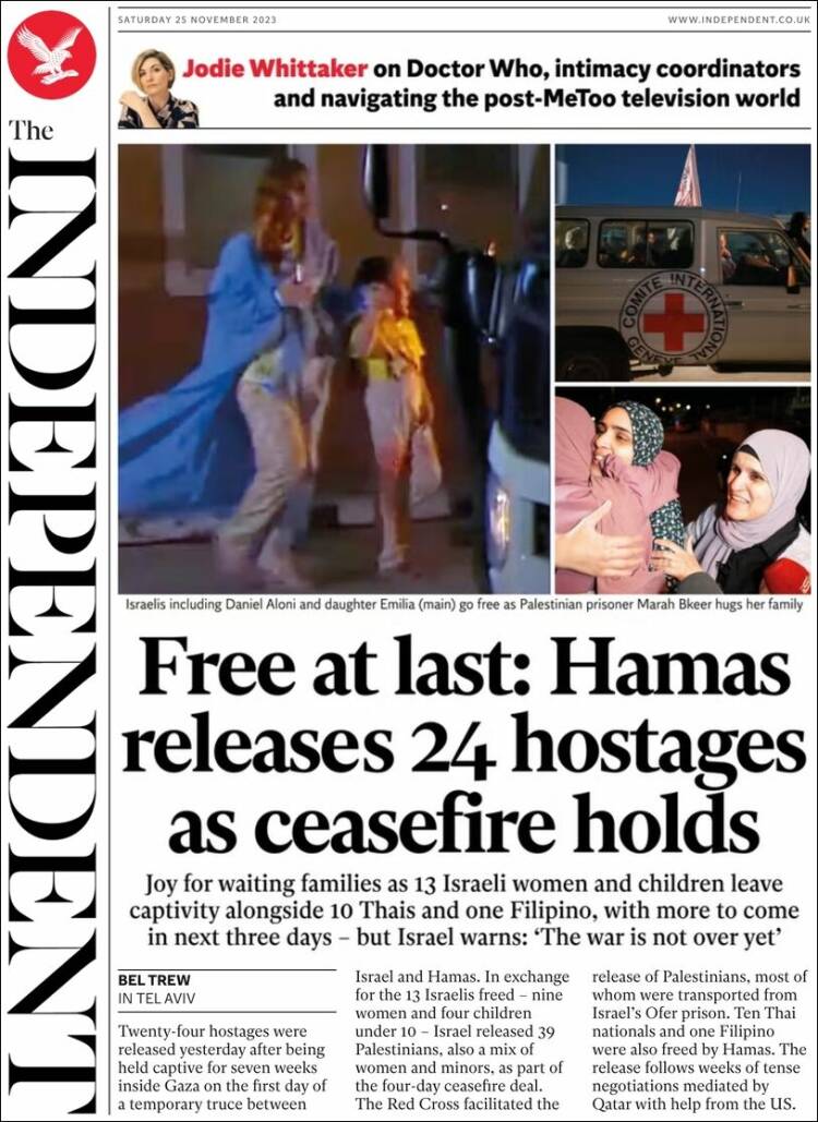 Portada de The Independent (Reino Unido)