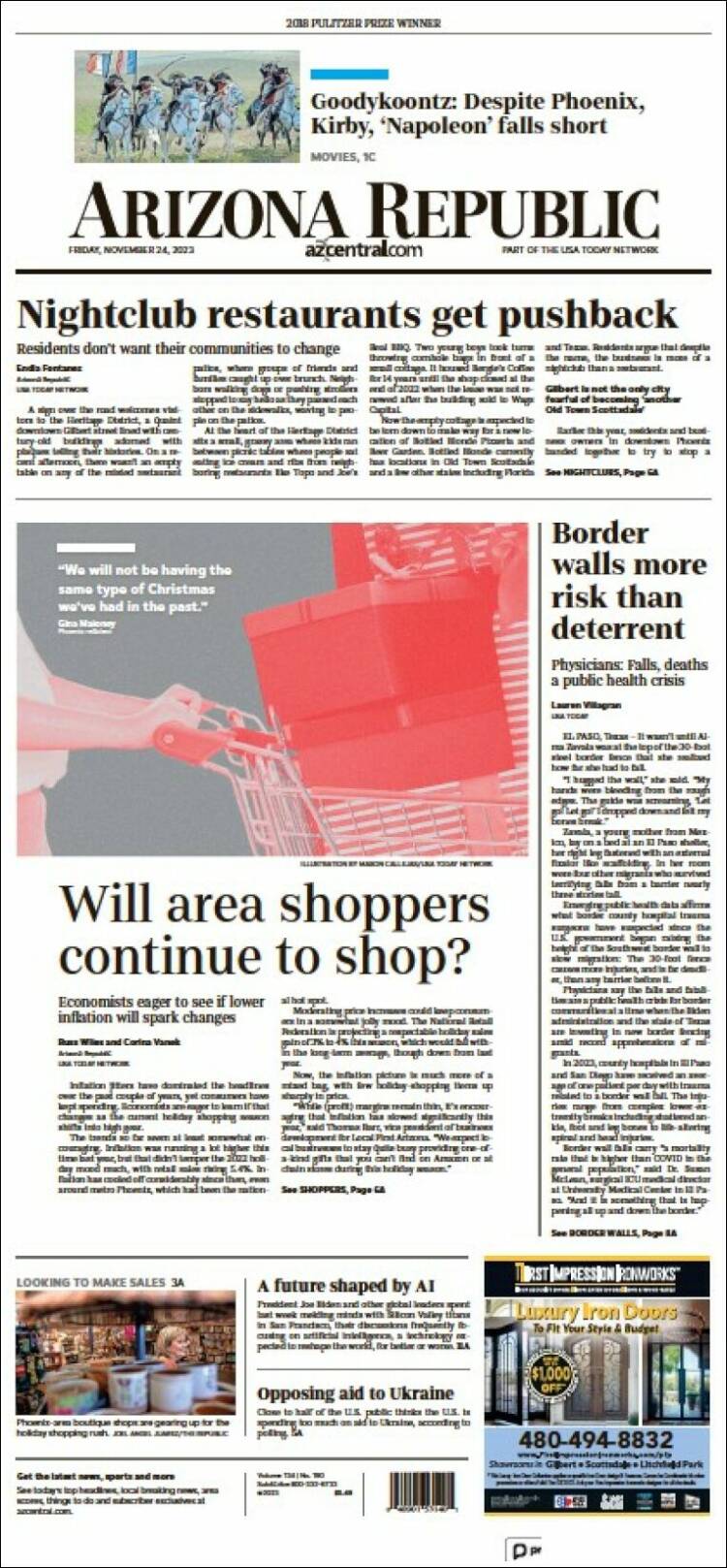 Portada de Arizona Republic News (USA)