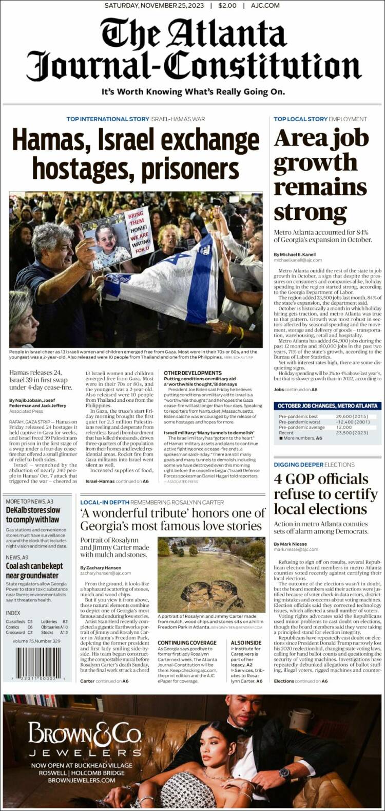 Portada de The Atlanta Journal-Constitution (USA)