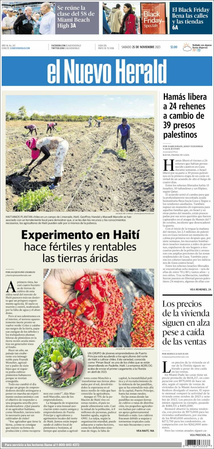 Portada de El Nuevo Herald (USA)