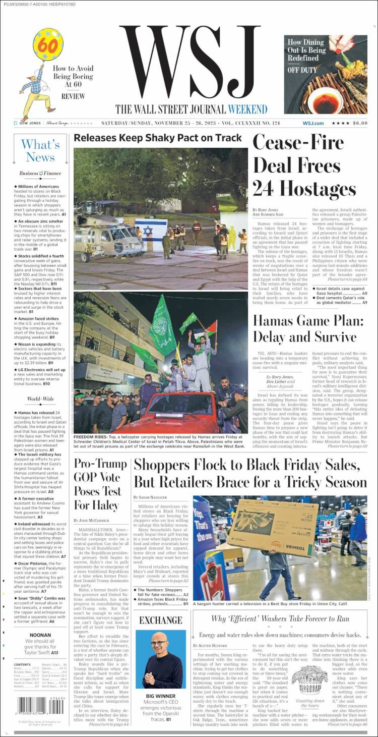 Portada de Wall Street Journal (USA)