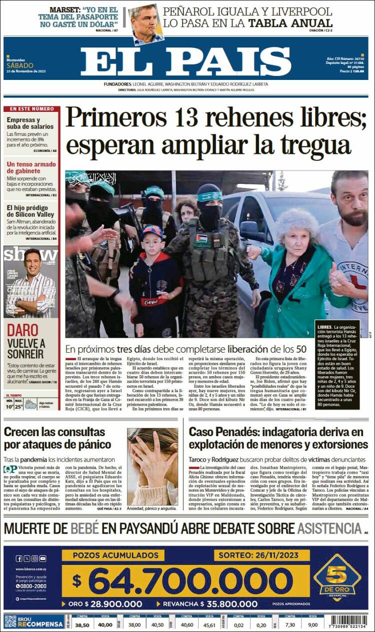 Portada de El País (Uruguay)