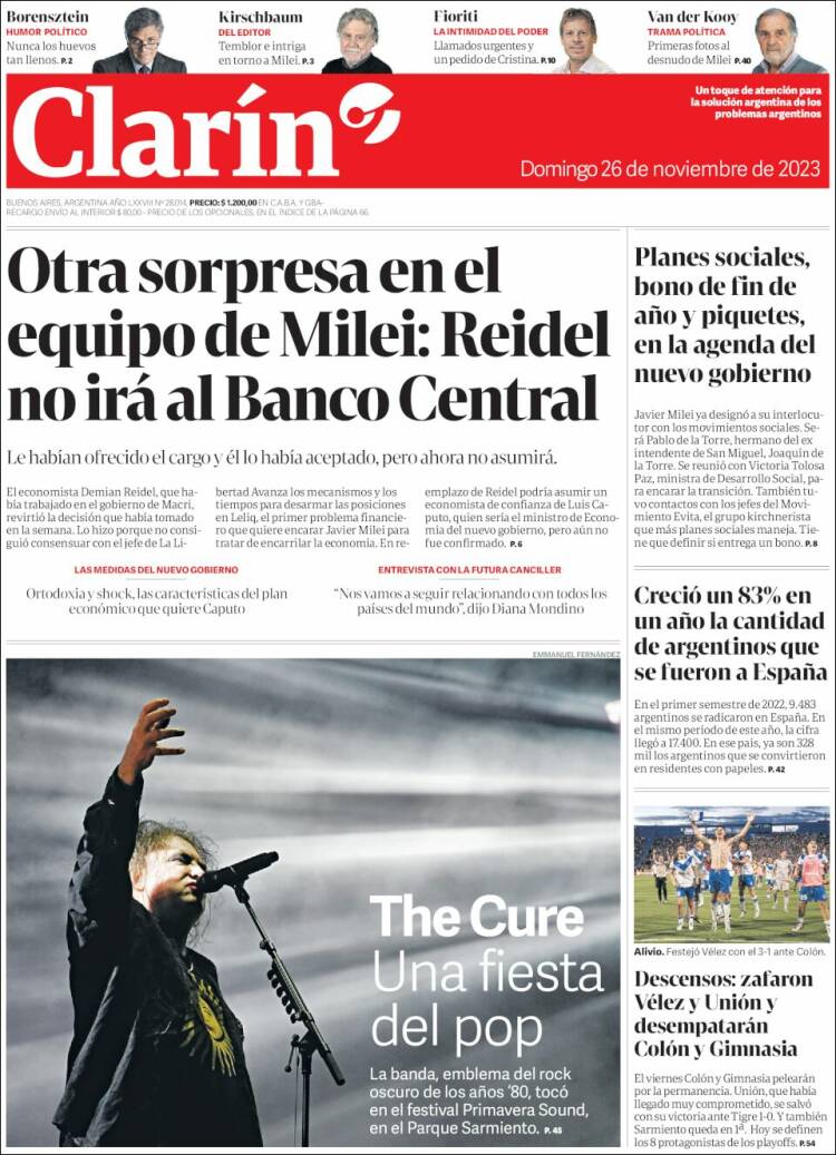 Portada de Clarín (Argentina)