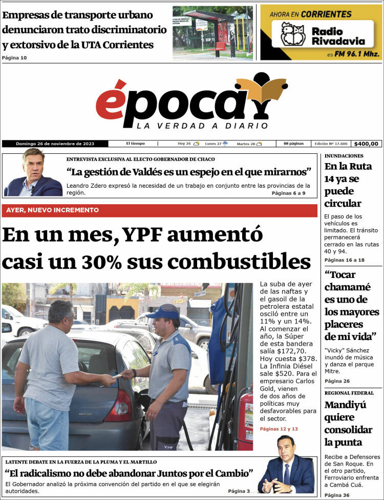 Portada de Diario Época (Argentina)