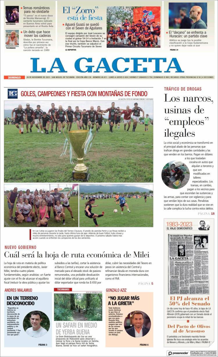 Portada de La Gaceta (Argentina)