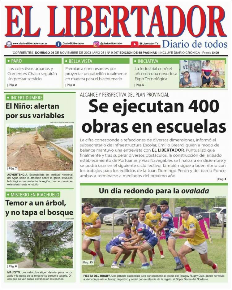 Portada de Diario El Libertador (Argentina)