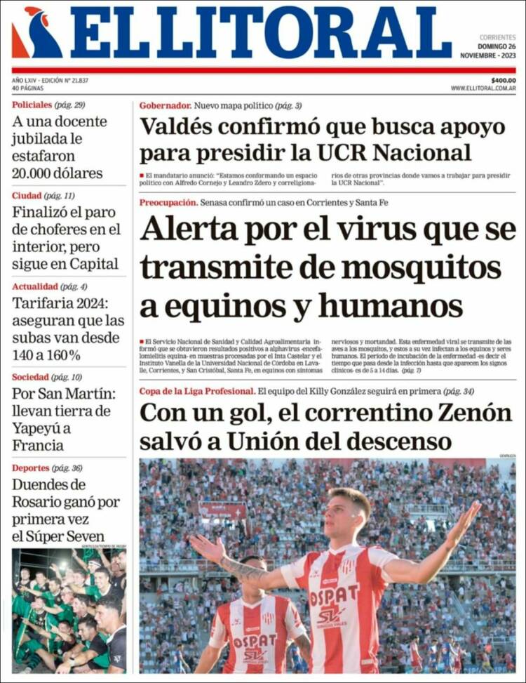 Portada de El Litoral Corrientes (Argentina)